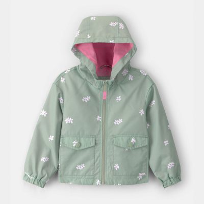 Toddler Girl Floral Windbreaker - Green