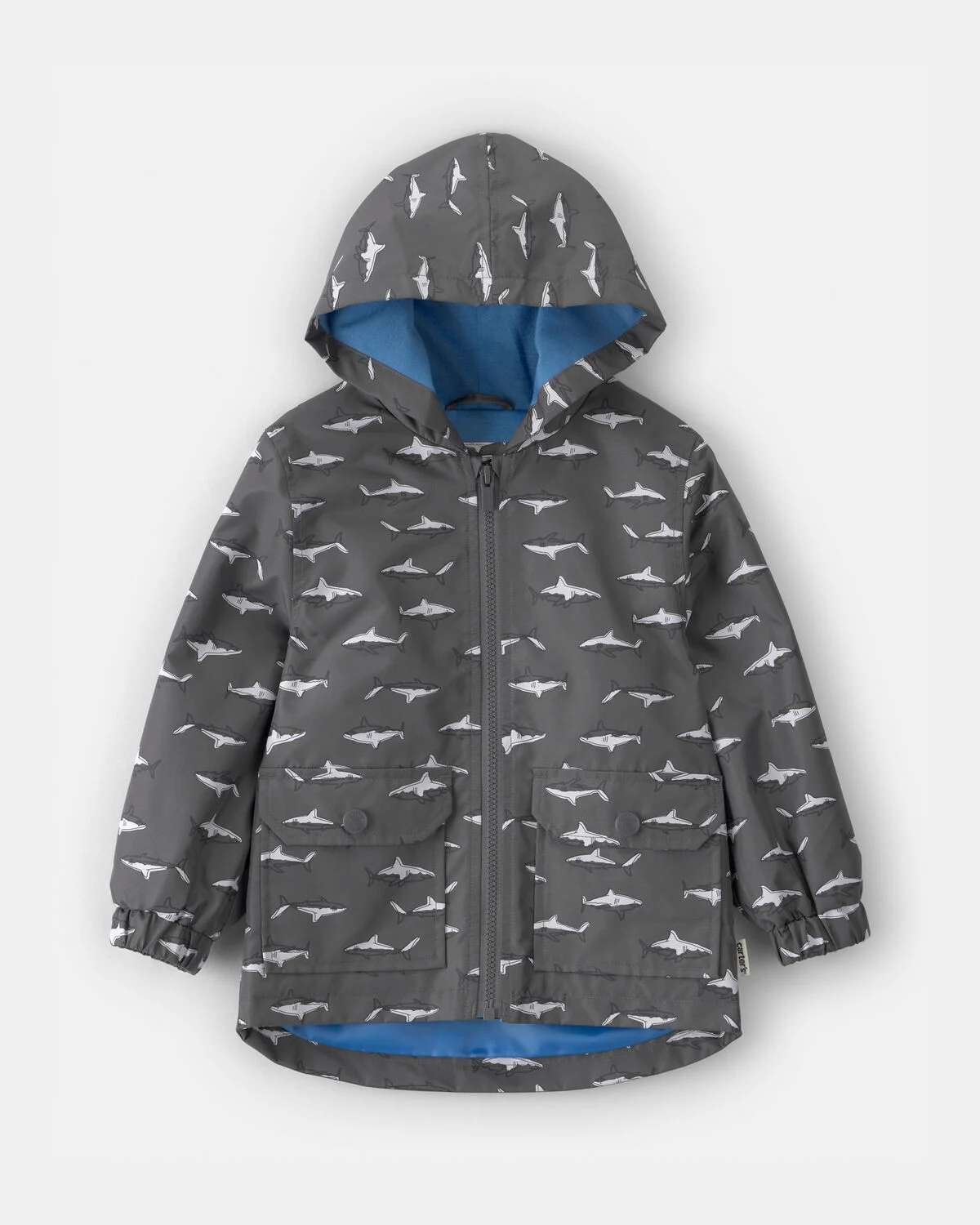 Toddler Boy Shark Raincoat - Grey