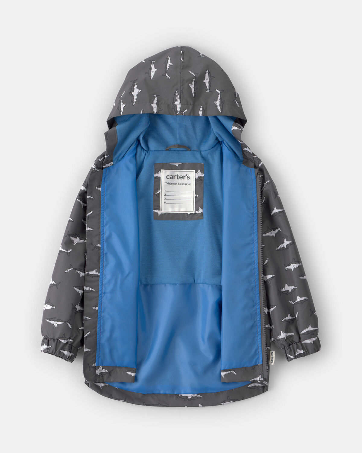 Toddler Boy Shark Raincoat - Grey - Image 2