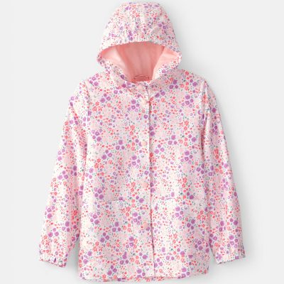 Girls Floral Raincoat - Pink