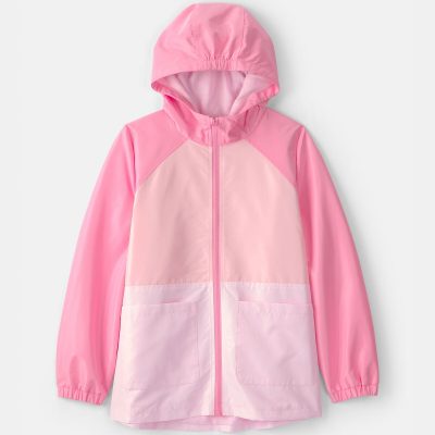 Girls Colorblock Raincoat - Pink