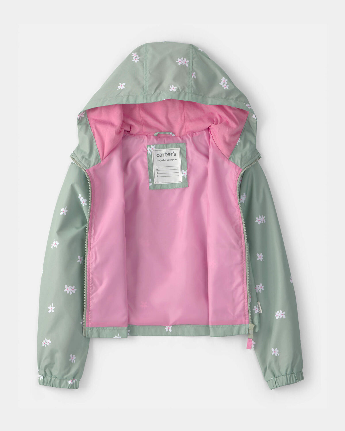 Girls Floral Windbreaker - Green - Image 2