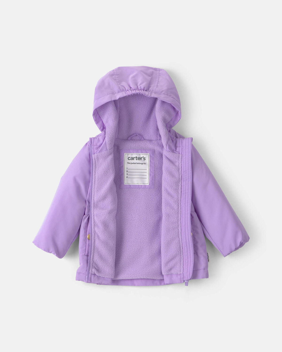 Baby Girl Hooded Midweight Winter Jacket - Purple - Image 2