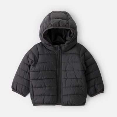 Baby Boy Midweight Packable Puffer - Black