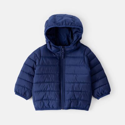 Baby Boy Midweight Packable Puffer - Navy Blue