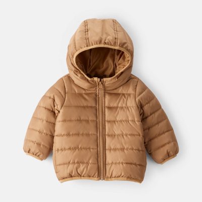 Baby Boy Midweight Packable Puffer - Brown