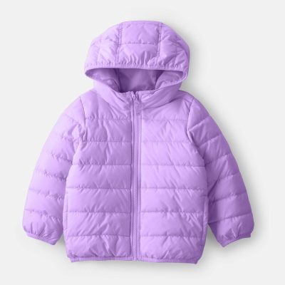 Toddler Girl Midweight Packable Puffer - Purple