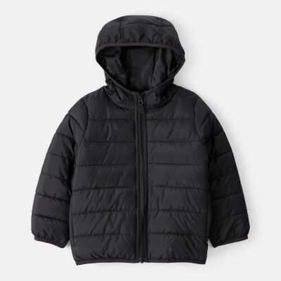 Toddler Boy Midweight Packable Puffer - Black