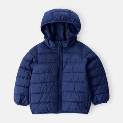 Toddler Boy Midweight Packable Puffer - Navy Blue