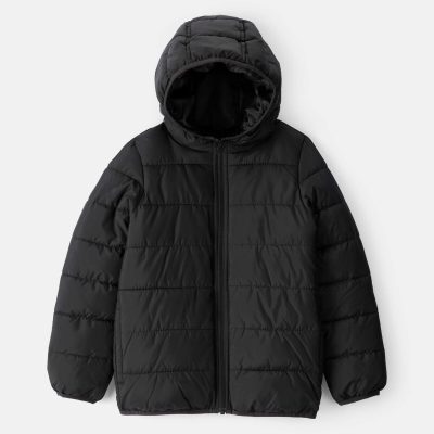 Boys Midweight Packable Puffer - Black
