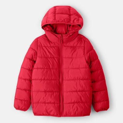 Boys Midweight Packable Puffer - Red