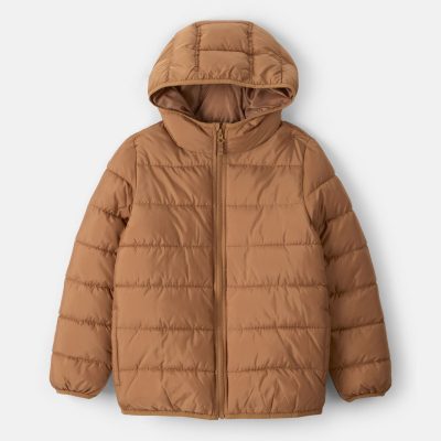 Boys Midweight Packable Puffer - Brown