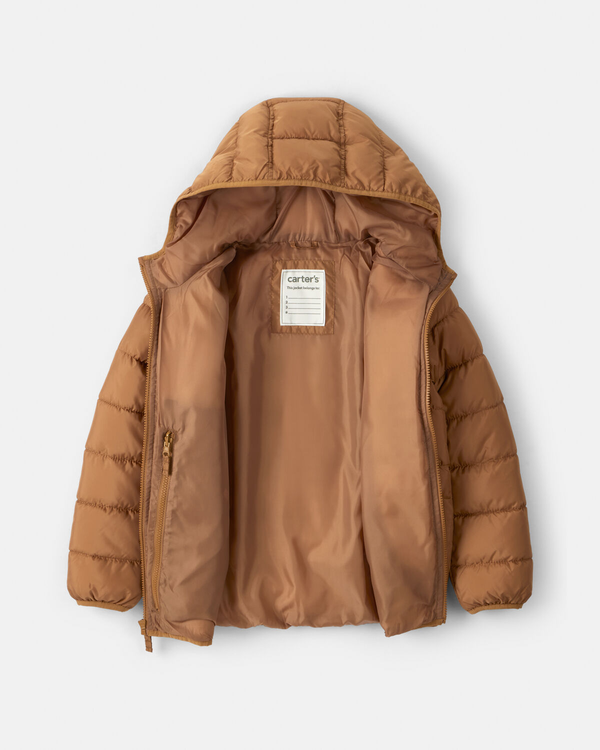Boys Midweight Packable Puffer - Brown - Image 2