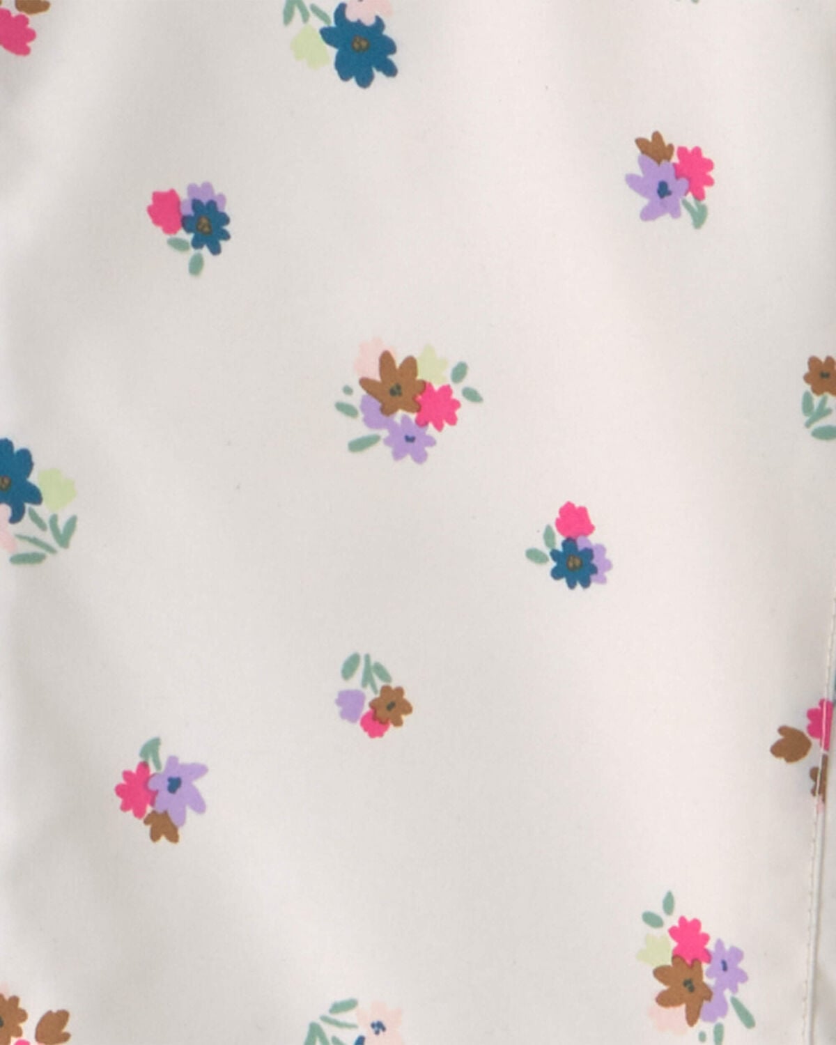 Girls Floral Hooded Midweight Winter Jacket - Cream - Image 3