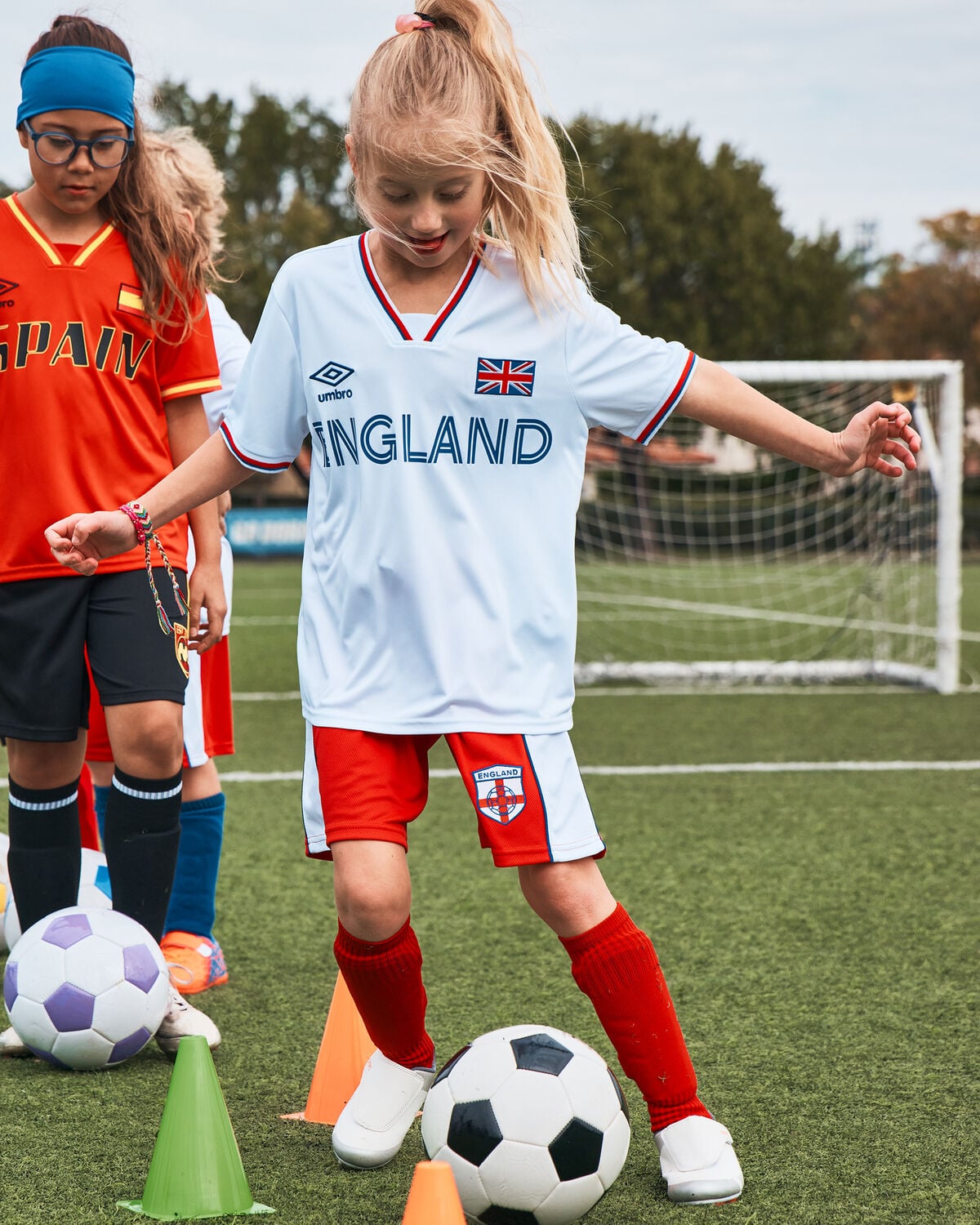 Kids Umbro England Soccer Jersey - White - Image 3