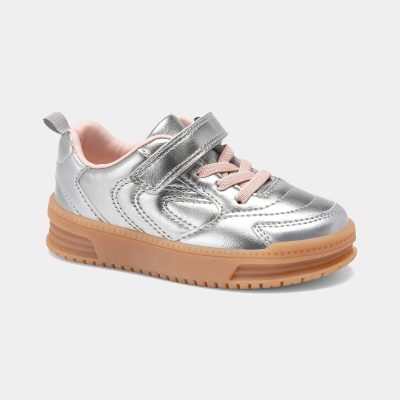Toddler Girl Athletic Sneakers - Silver/Brown