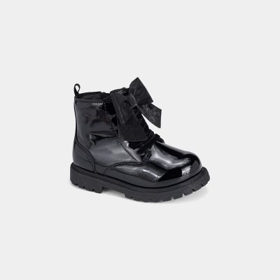 Toddler Girl Bow Combat Boots - Black