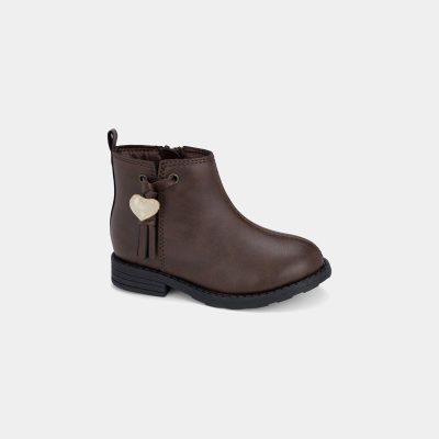 Toddler Girl Heart Charm Boots - Brown