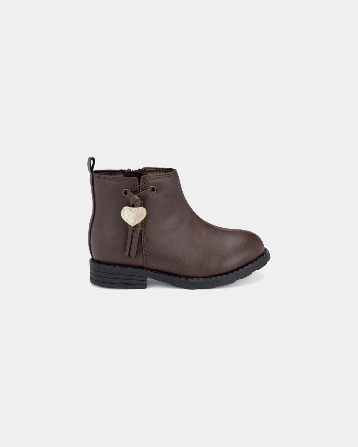 Toddler Girl Heart Charm Boots - Brown - Image 2
