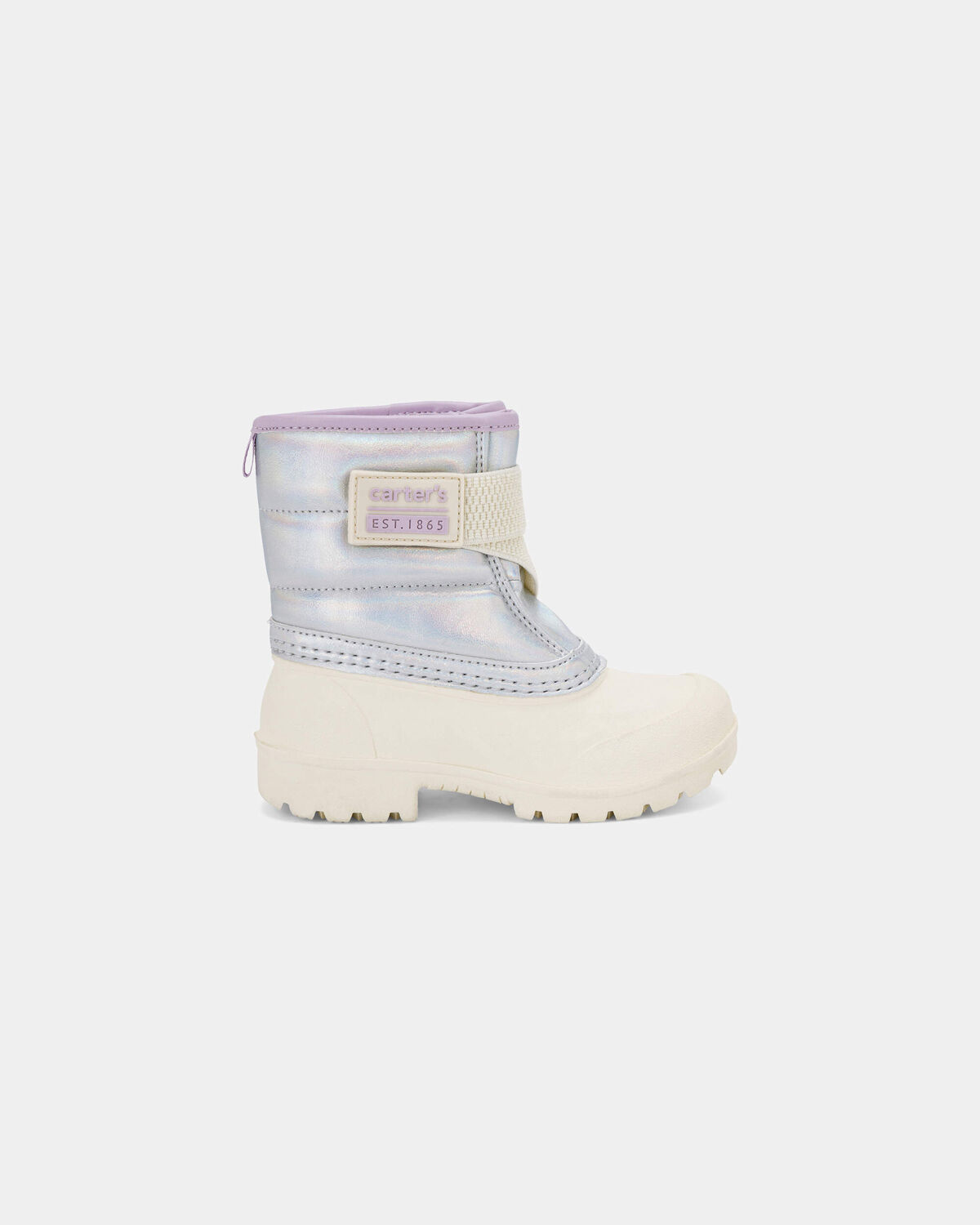 Toddler Girl Metallic Snow Boots - Cream/Purple - Image 2