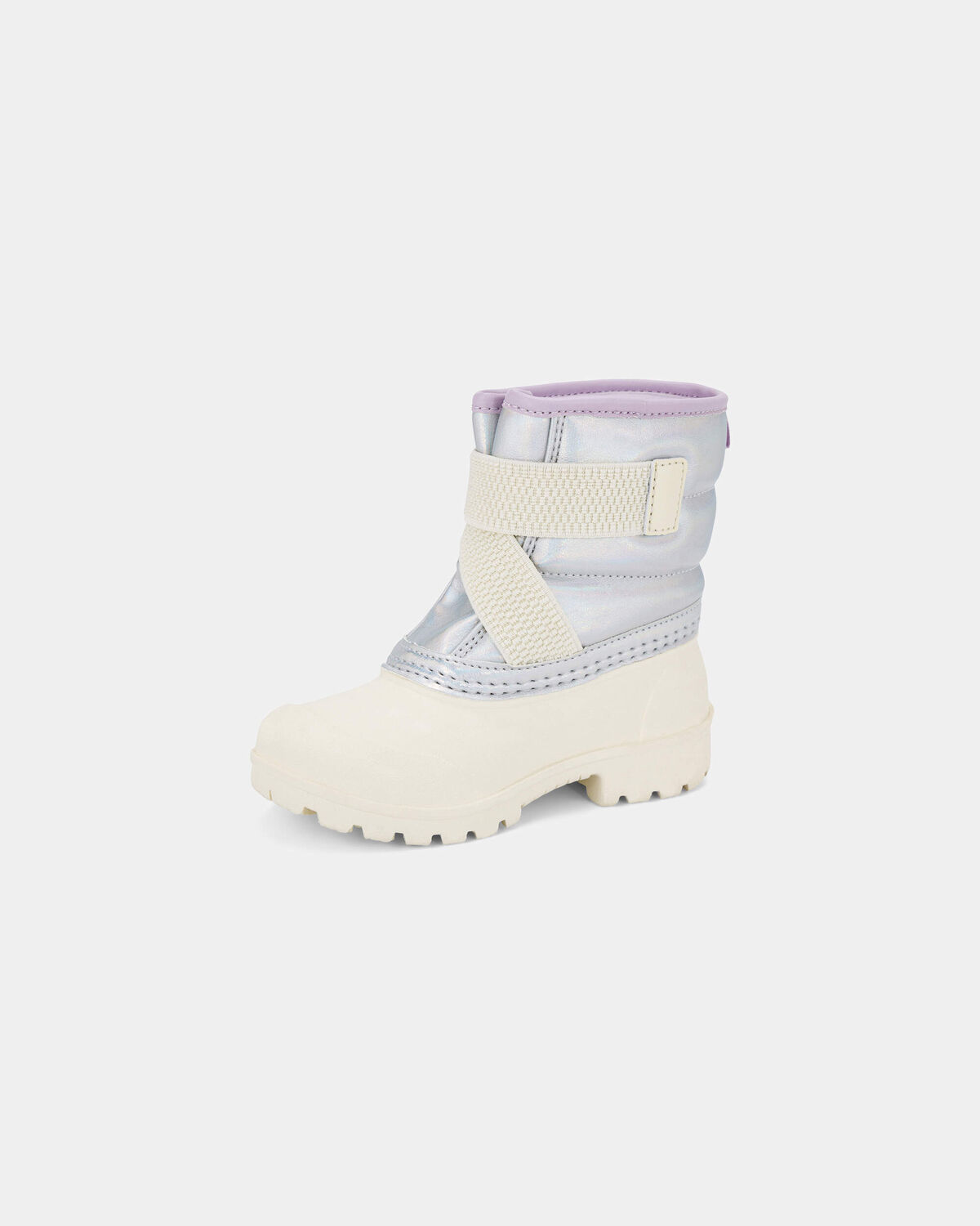 Toddler Girl Metallic Snow Boots - Cream/Purple - Image 6