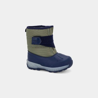 Toddler Boy Color Block Snow Boots - Olive/Navy