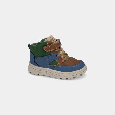 Toddler Boy Color Block High Top Boots - Blue/Brown/Green