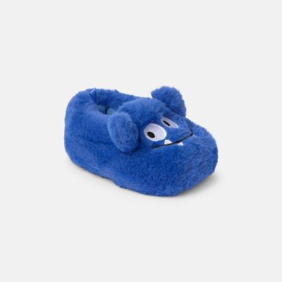 Boys Cozy Monster Slippers - Blue