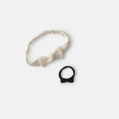 Baby Girl 2-Pack Headbands - Black/Ivory