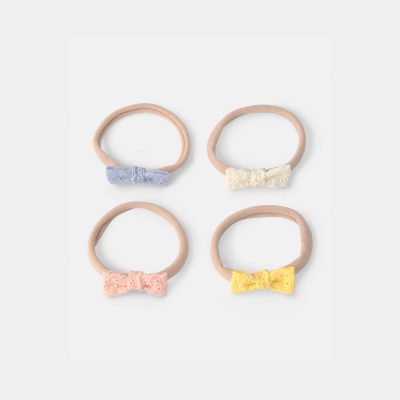 Baby Girl 4-Pack Headwraps - Orange/Blue/Cream