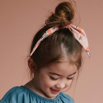 Toddler Girl 2-Pack Bow Scrunchies in Clementine Grove Print - Hot Pink/Rose