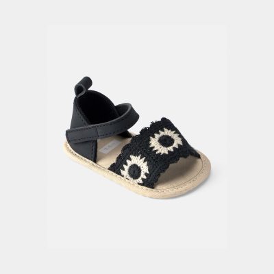 Baby Girl Crochet Sandals - Black