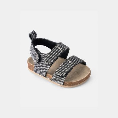 Baby Boy Striped Sandals - Black
