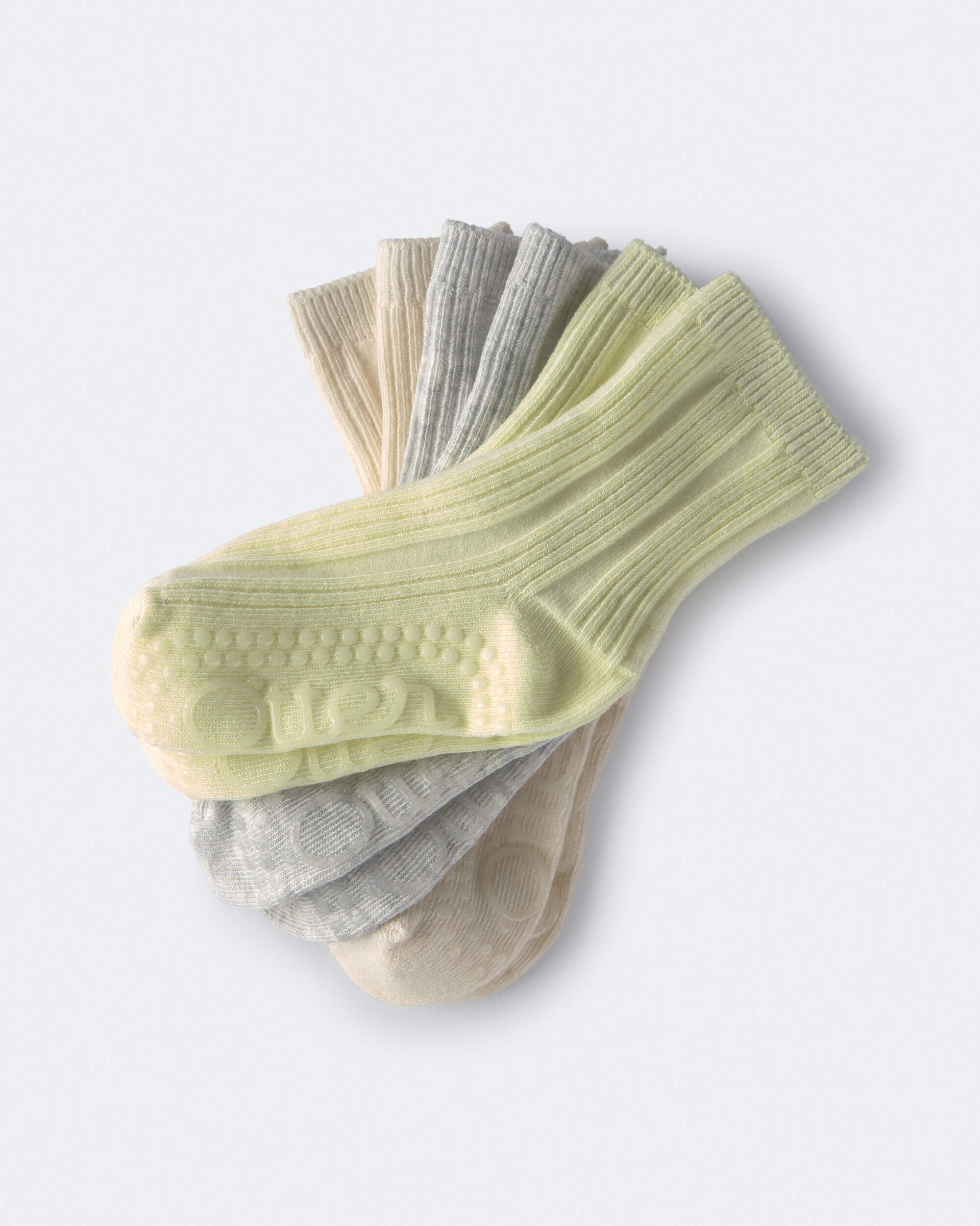 Toddler 3-Pack Crew Socks - Cream/Heather Grey/Yellow - Image 4