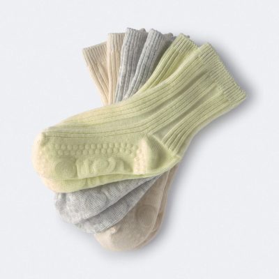 Toddler 3-Pack Crew Socks - Cream/Heather Grey/Yellow