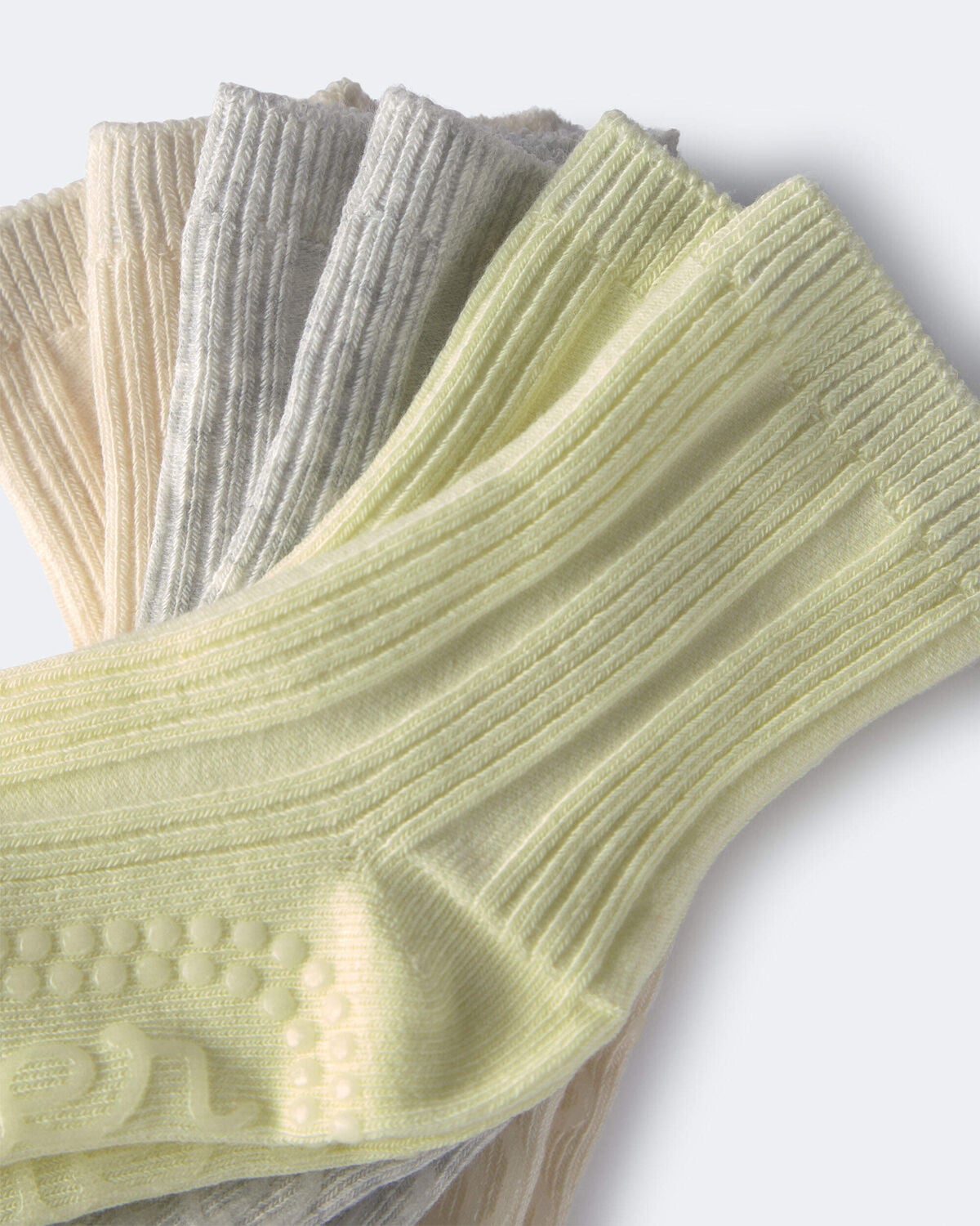 Toddler 3-Pack Crew Socks - Cream/Heather Grey/Yellow - Image 3