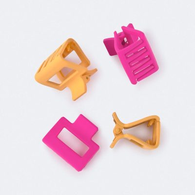 Toddler Girl 4 Pack Hair Clips - Hot Pink/Golden Yellow