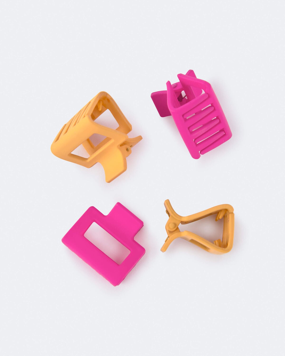 Toddler Girl 4 Pack Hair Clips - Hot Pink/Golden Yellow
