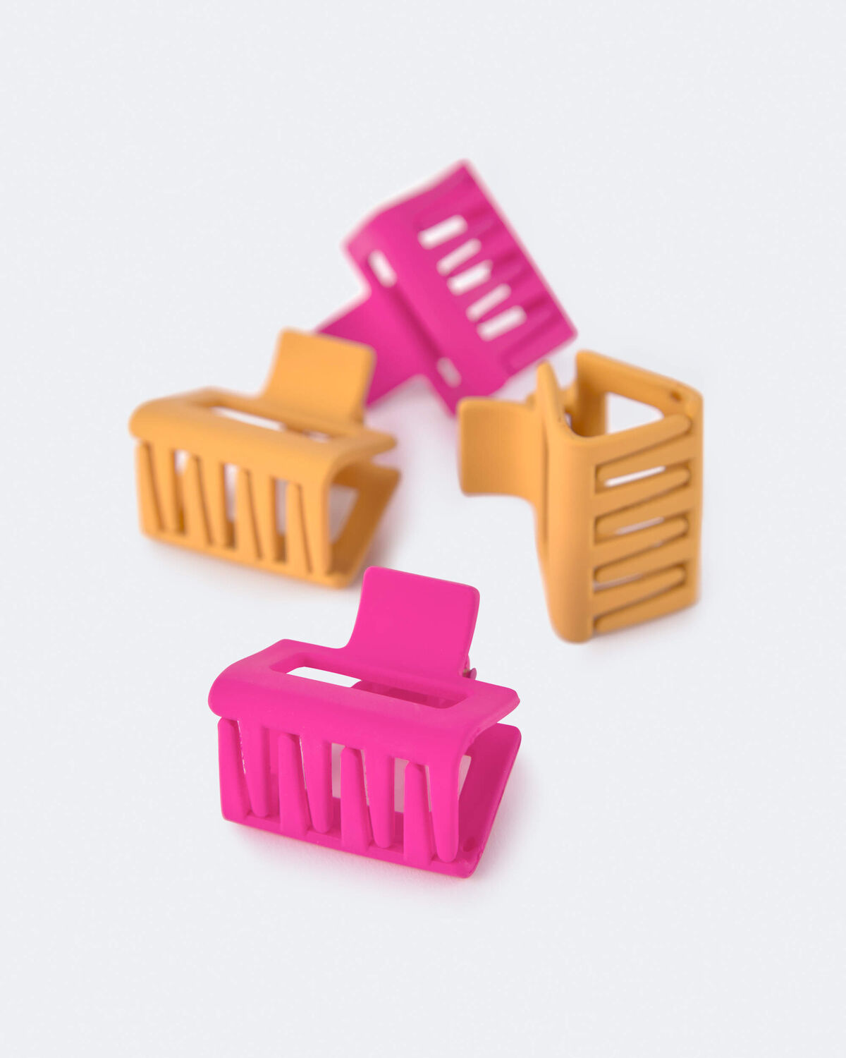 Toddler Girl 4 Pack Hair Clips - Hot Pink/Golden Yellow - Image 5