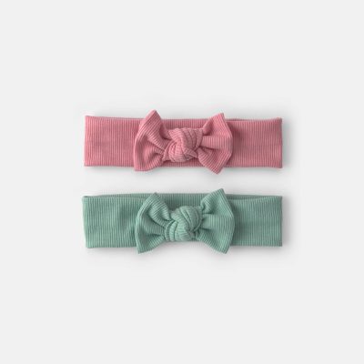 Baby Girl 2-Pack Bow Headwraps - Green/Pink
