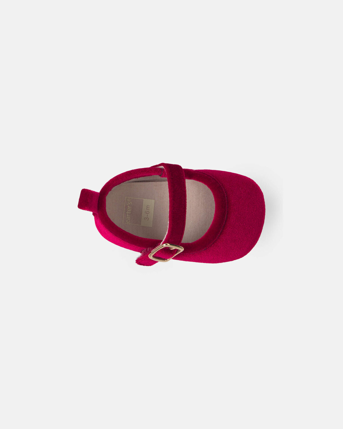 Baby Girl Mary Jane Velvety Flats - Red - Image 4