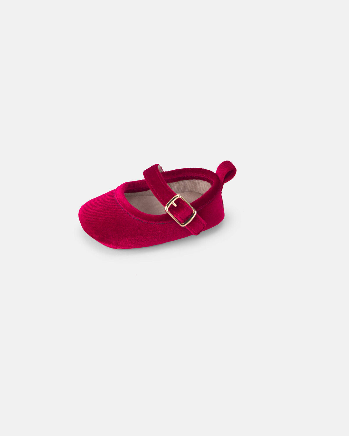 Baby Girl Mary Jane Velvety Flats - Red - Image 6