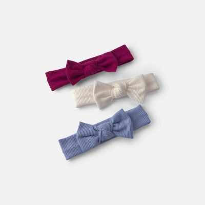 Baby Girl 3-Pack Bow Headwraps - Pink/Cream/Blue