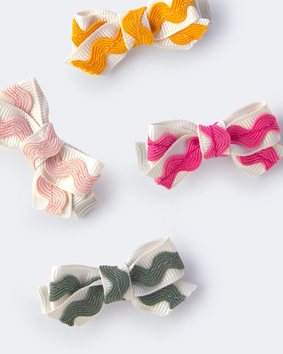 Toddler Girl 4-Pack Ric-Rack Faux Leather Bow Hair Clips - Image 2
