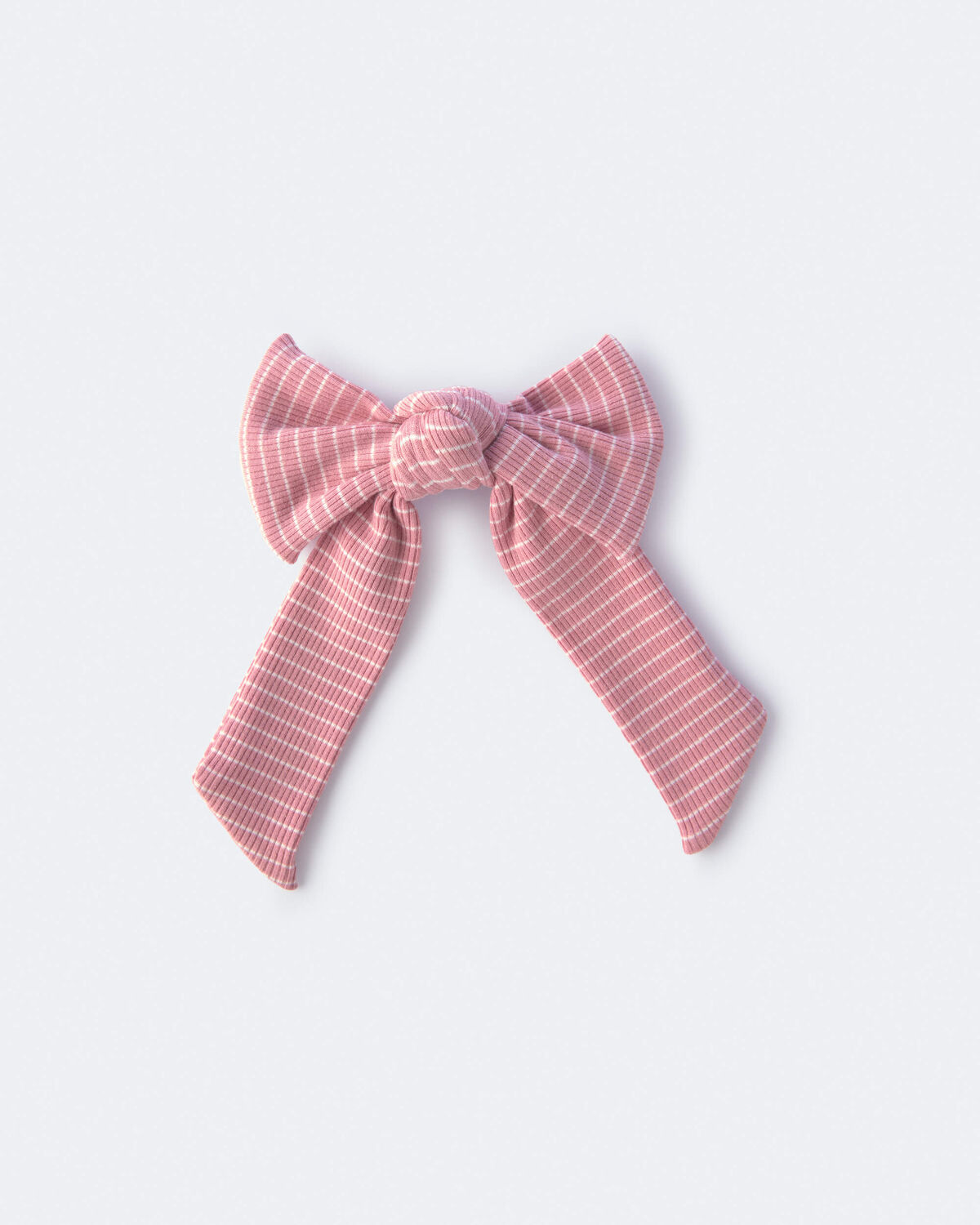 Toddler Girl Bow Hair Clip in Stripes - Light Pink