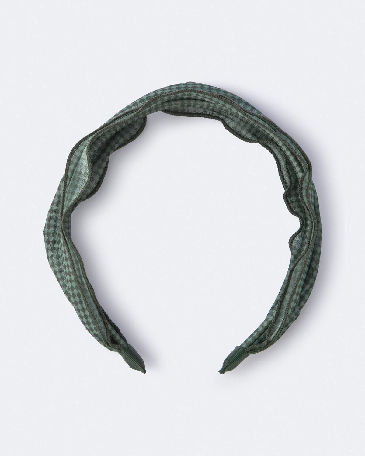 Toddler Girl Checkered Chiffon Headband - Green - Image 2