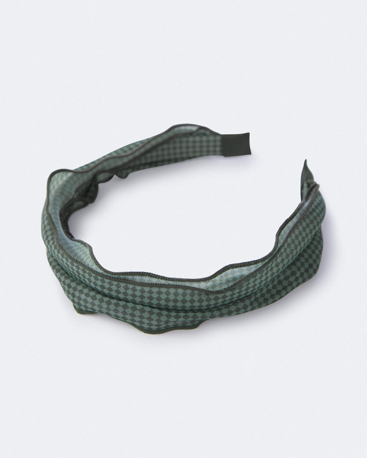 Toddler Girl Checkered Chiffon Headband - Green - Image 4