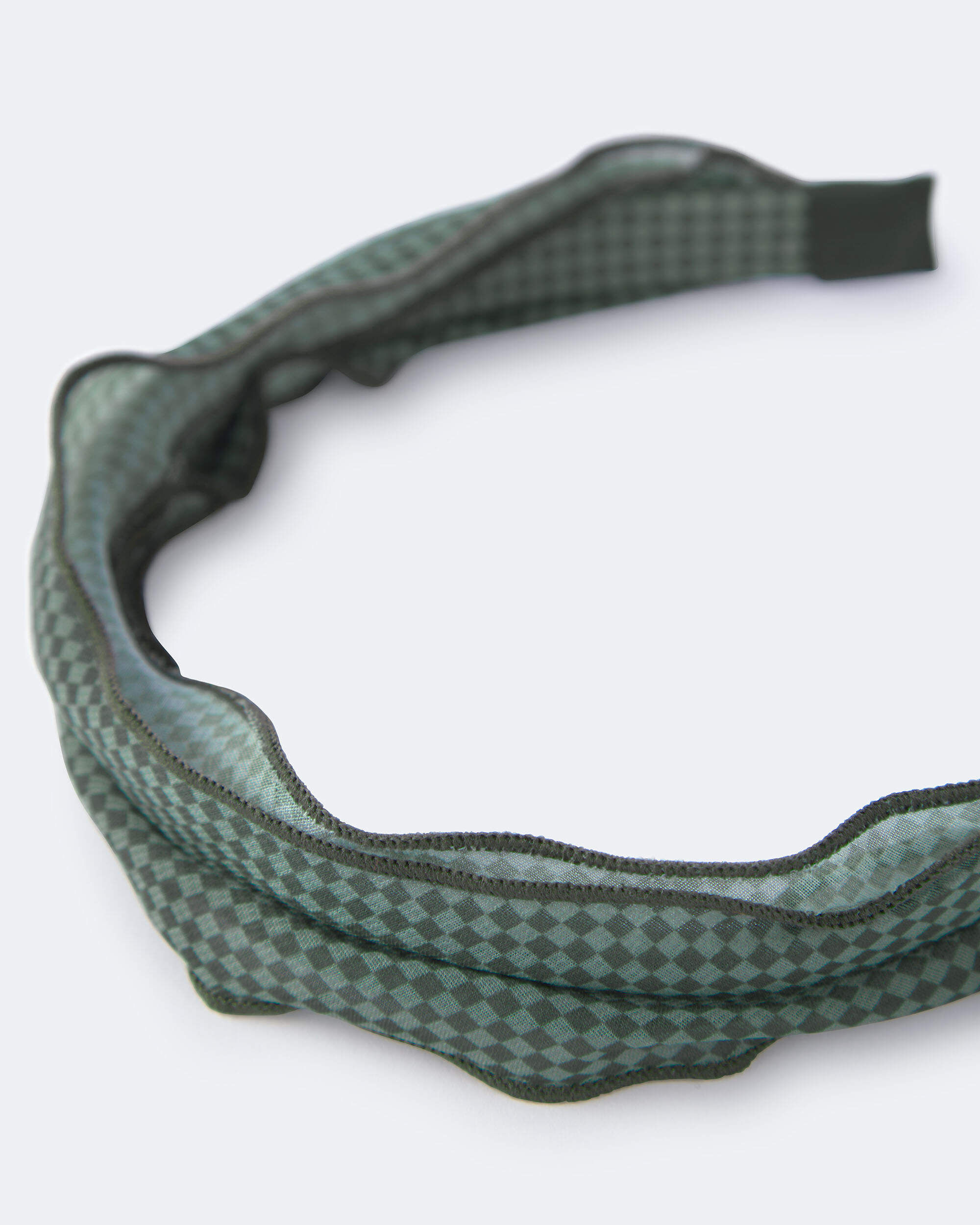 Toddler Girl Checkered Chiffon Headband - Green - Image 6