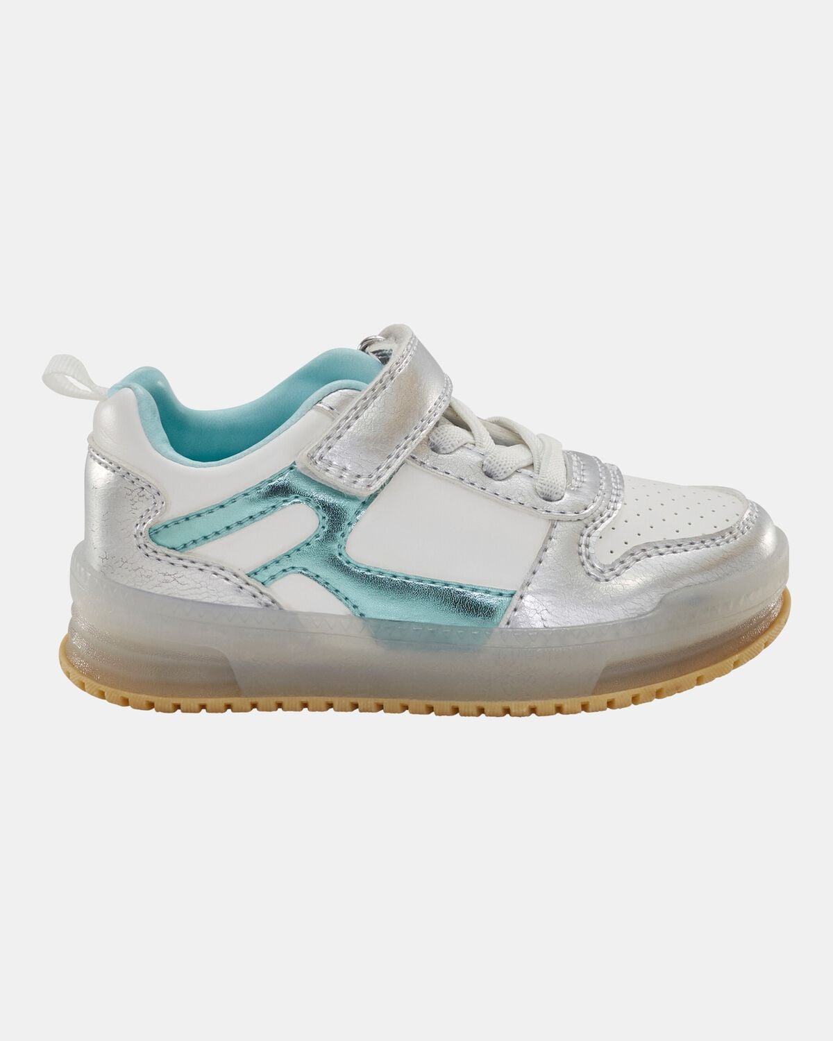 Toddler Light Up Metallic Sneakers - Silver/Aqua - Image 3