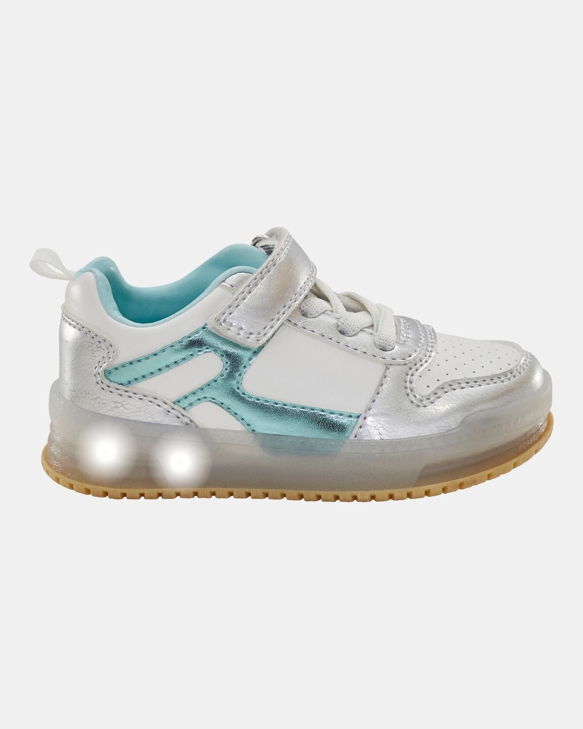 Toddler Light Up Metallic Sneakers - Silver/Aqua - Image 2